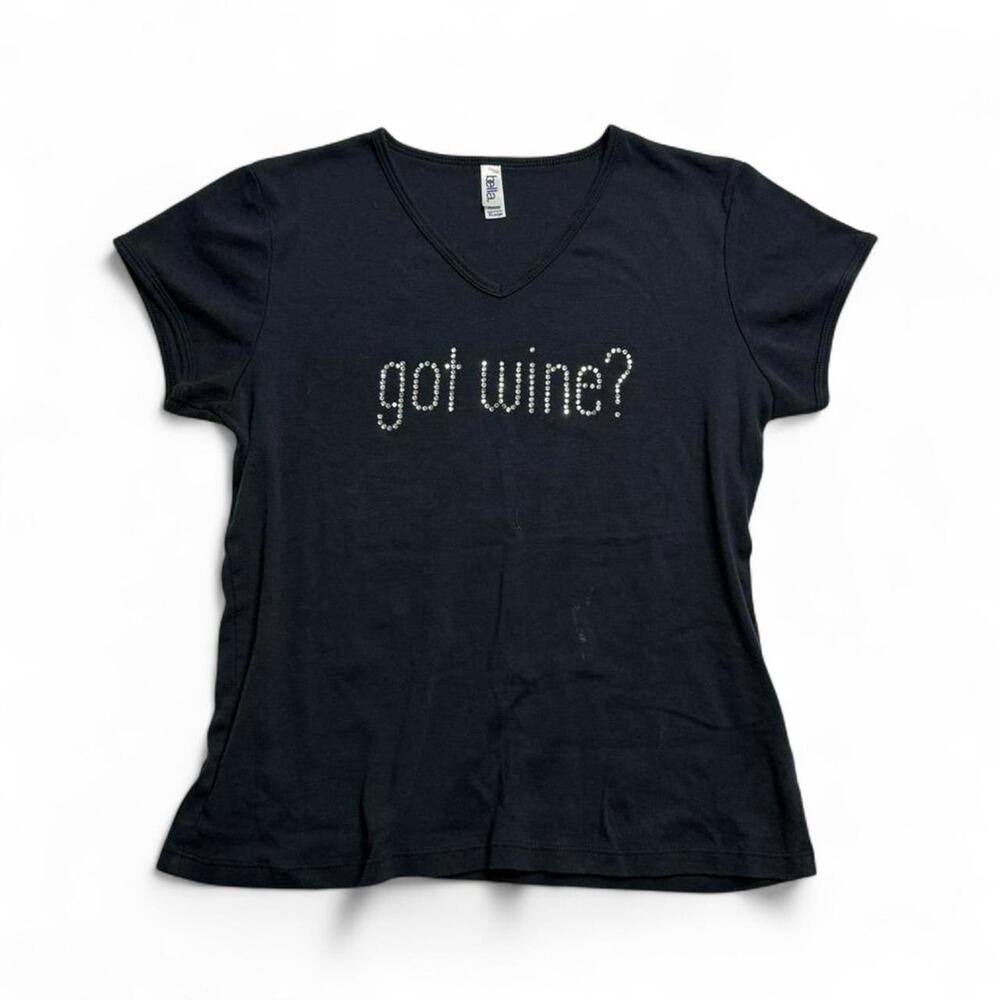 Got Wine ? Black Mcbling Baby Tee Full Length Fitted V Neck 100% Cotton size xl - Picture 6 of 8